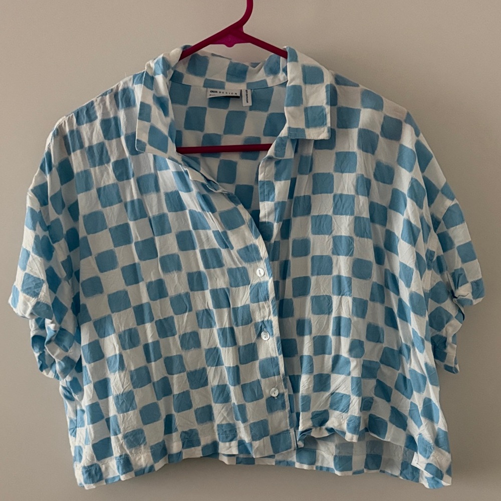 ASOS Blue and White Checkered Button Down Shirt